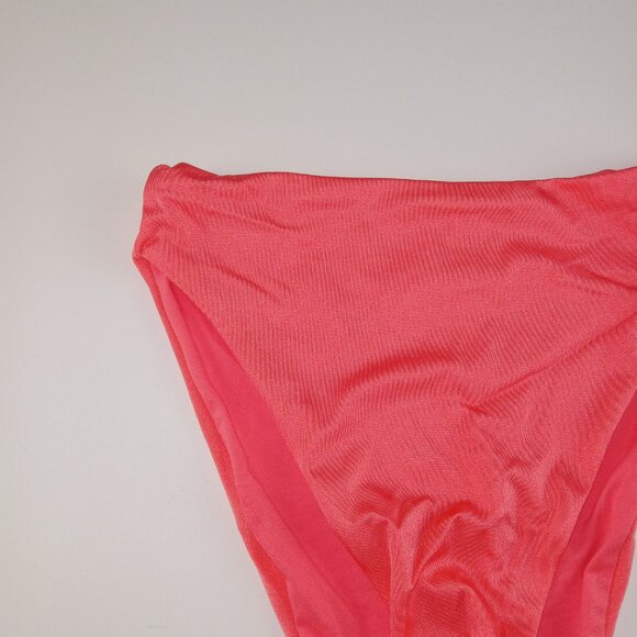 ASOS Design Women's High Leg High Waist Bikini Bottom Size 4 Coral Shimmer Swim - Picture 2 of 9